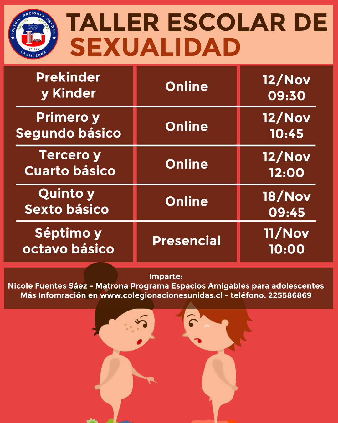 Flayer promoción taller sexualidad